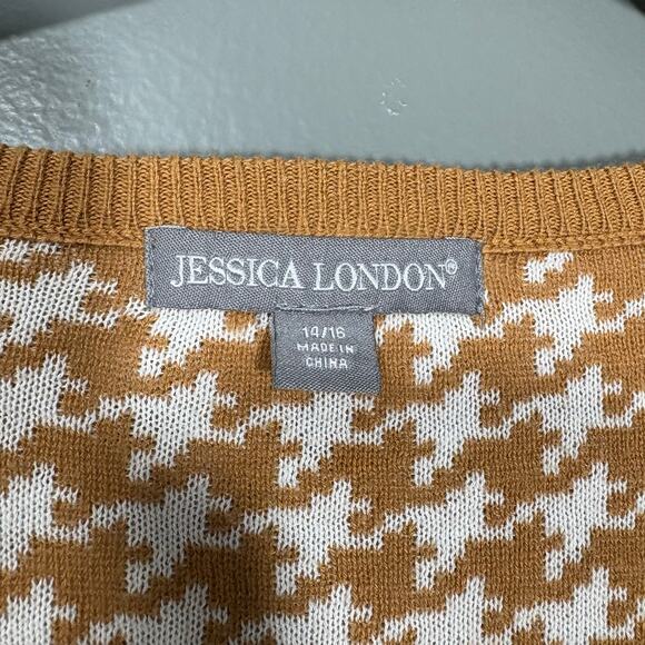 Jessica London Brown Houndstooth Cardigan Sweater - Size 14/16 - Women's Plus - Picture 4 of 6